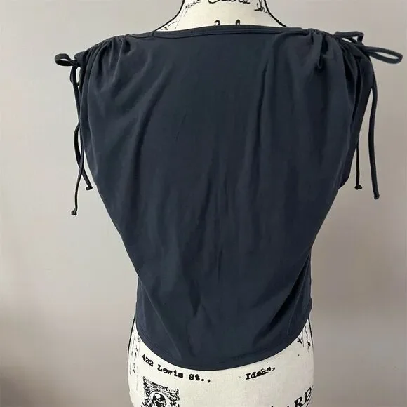 American Eagle Women's Gray Cropped Tank Top Size XL shoulder tie - Picture 3 of 7